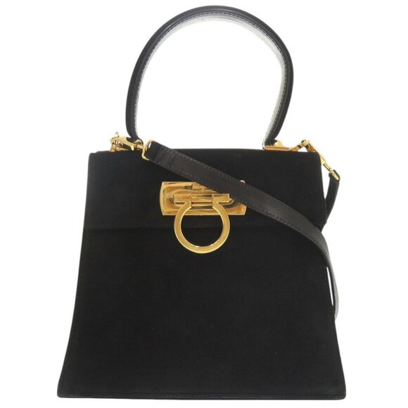 SALVATORE FERRAGAMO Black Leather Shoulder Bag - Picture 1 of 11